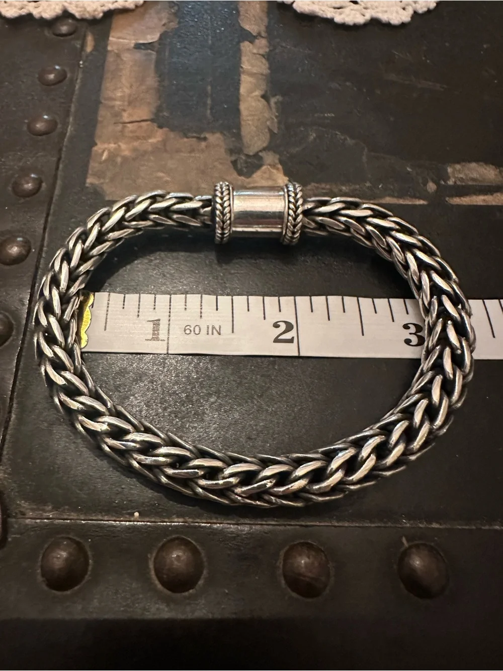 Men's Braided Sterling-Style Bracelet with Barrel Clasp - Silver